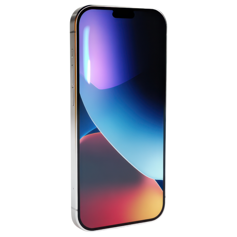 sleek smartphone with vibrant display and modern design isolated on transparency background png