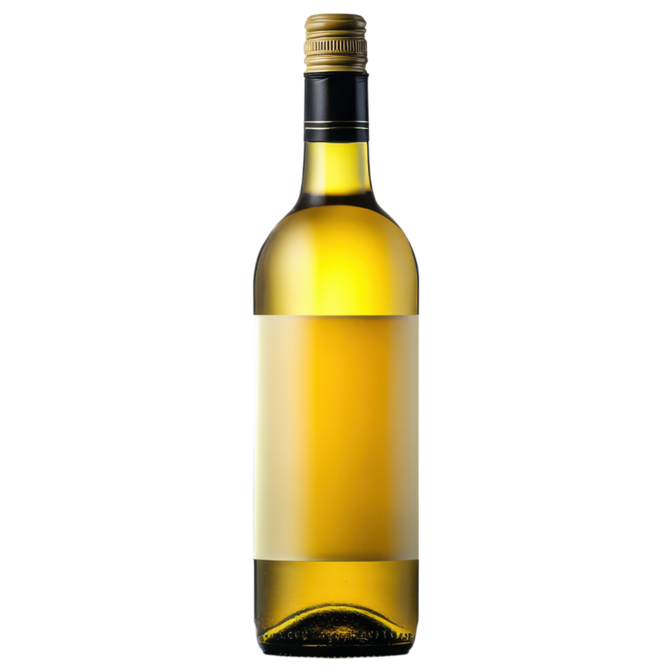 bottle of white wine with blank label, elegant and inviting. isolated on transparency background png
