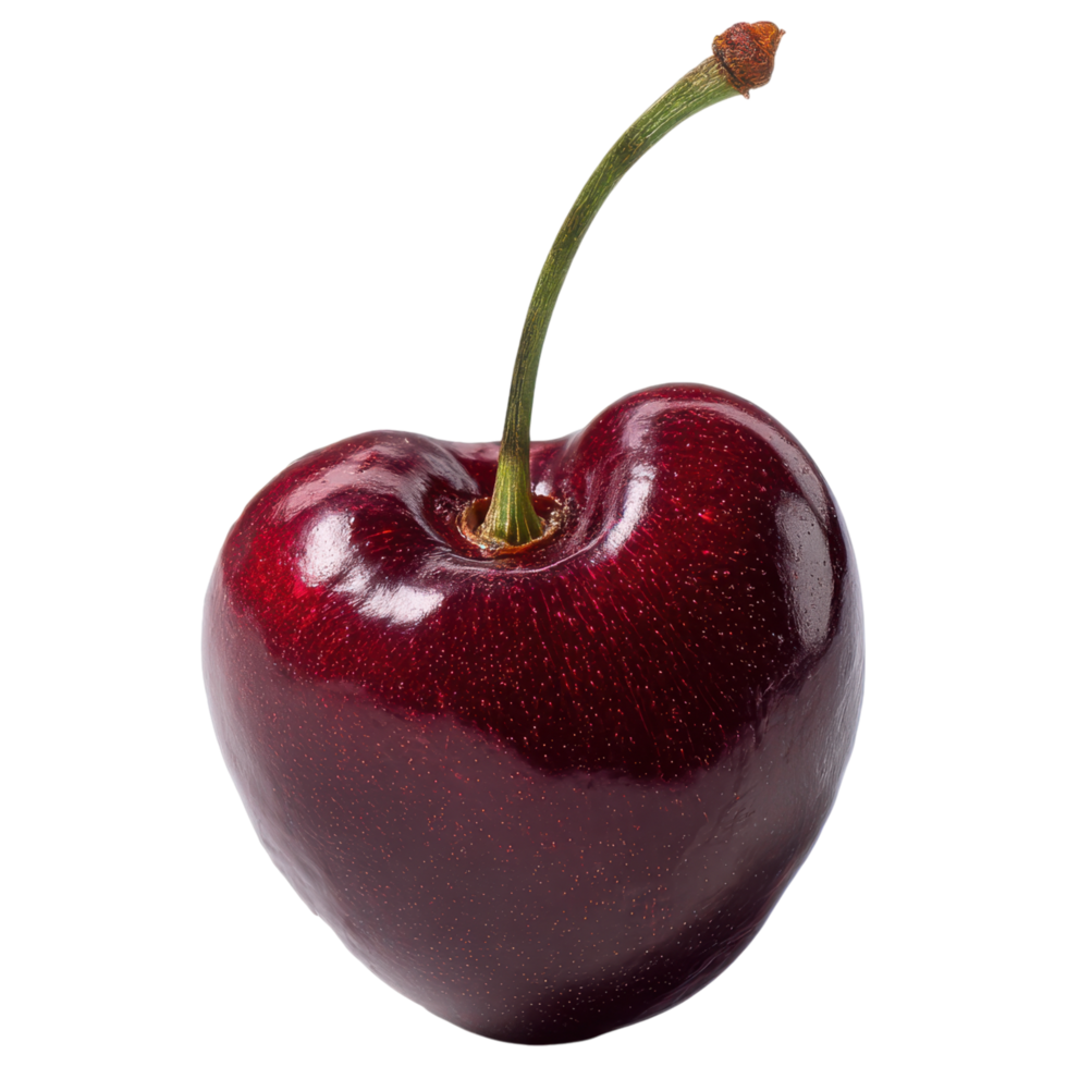 Fresh cherry with vibrant color and glossy surface isolated on transparency background png