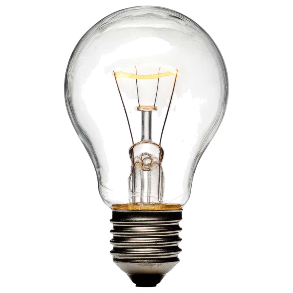 Light bulb with glowing filament, symbolizing innovation isolated on transparency background png