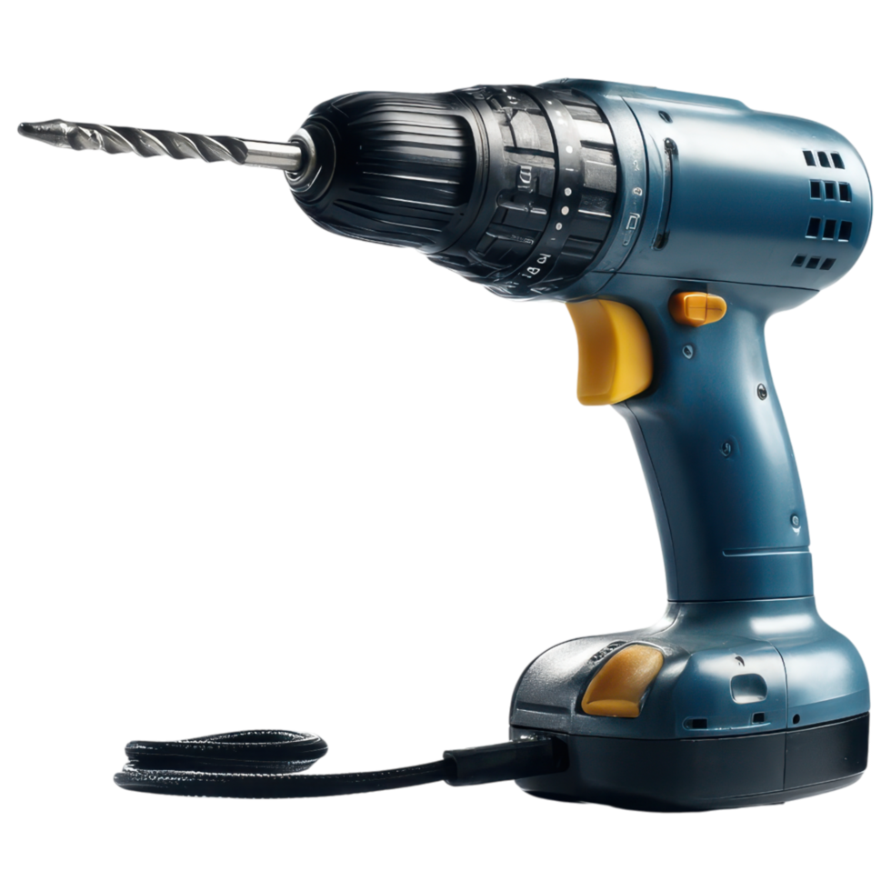 Cordless drill with drill bit, perfect for home projects isolated on transparency background png