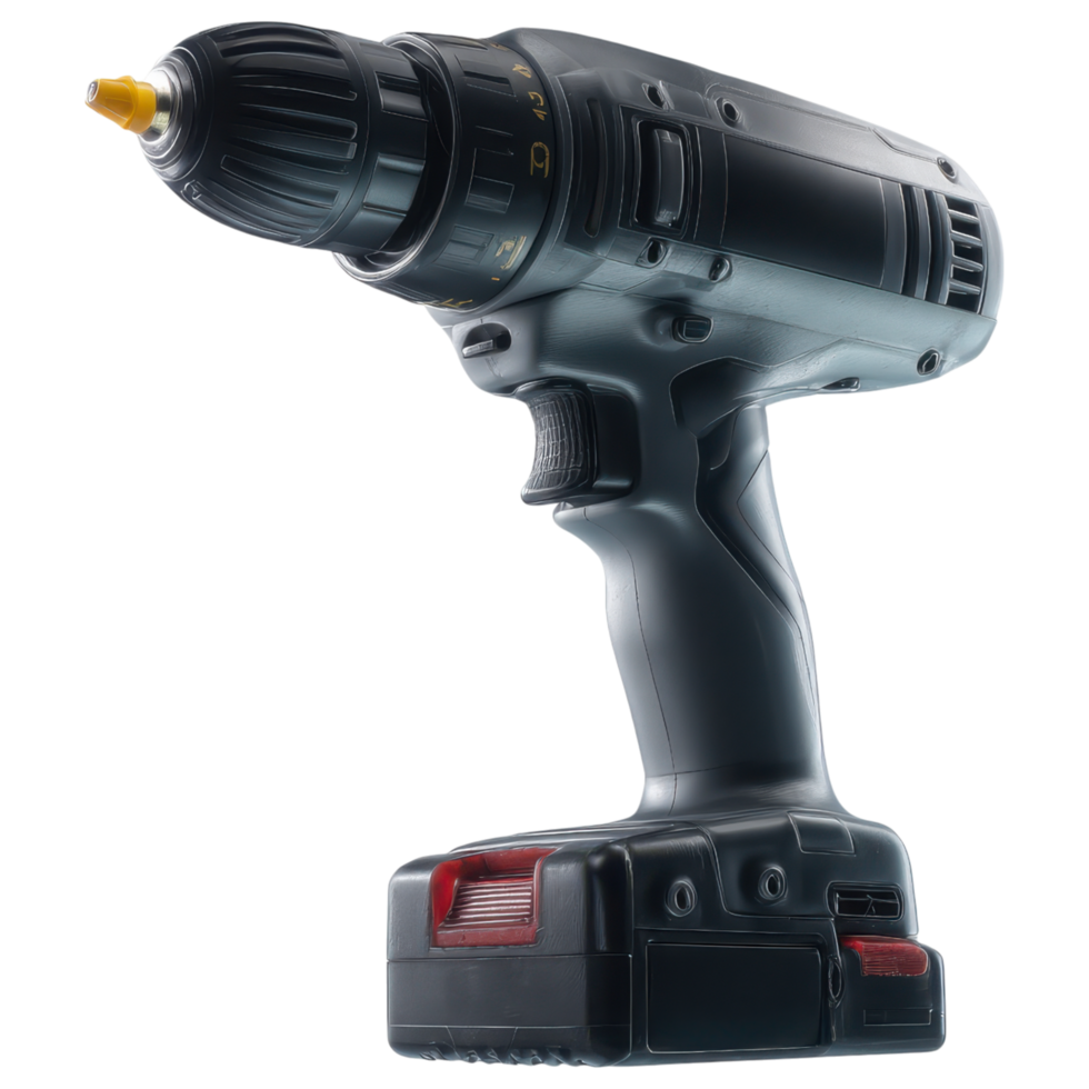 Powerful cordless drill with ergonomic design and battery isolated on transparency background png