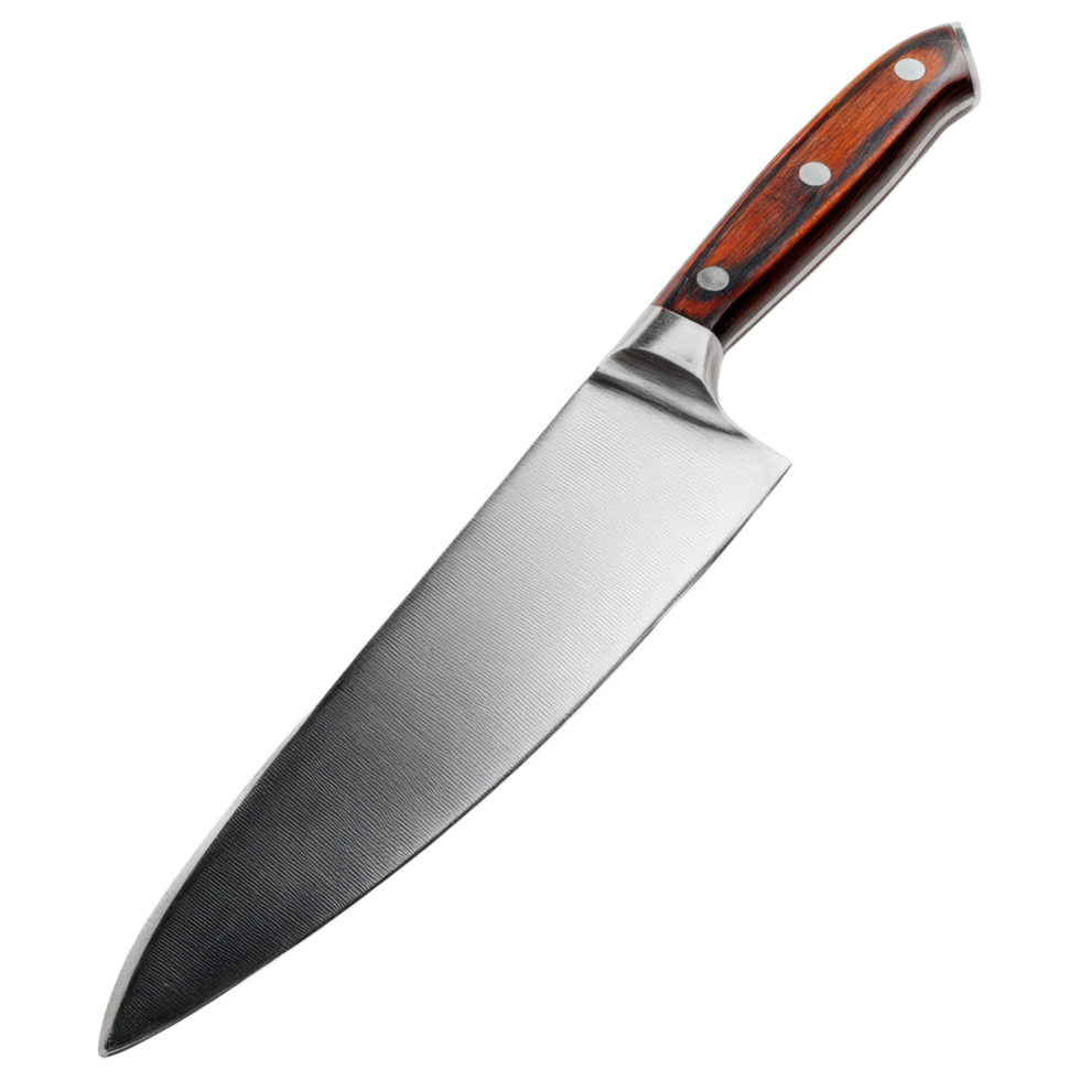 high quality chef knife with wooden handle isolated on transparency background png