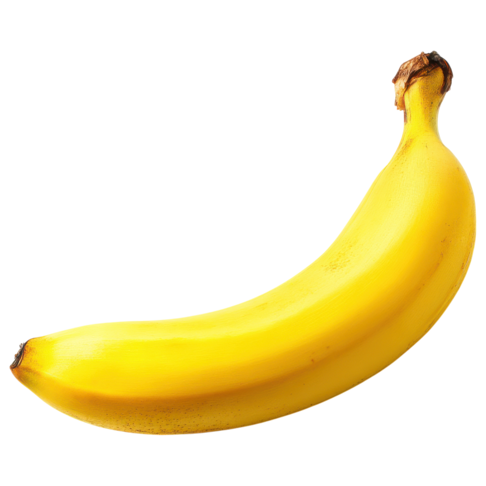 Ripe yellow banana with smooth texture and curved shape. isolated on transparency background png
