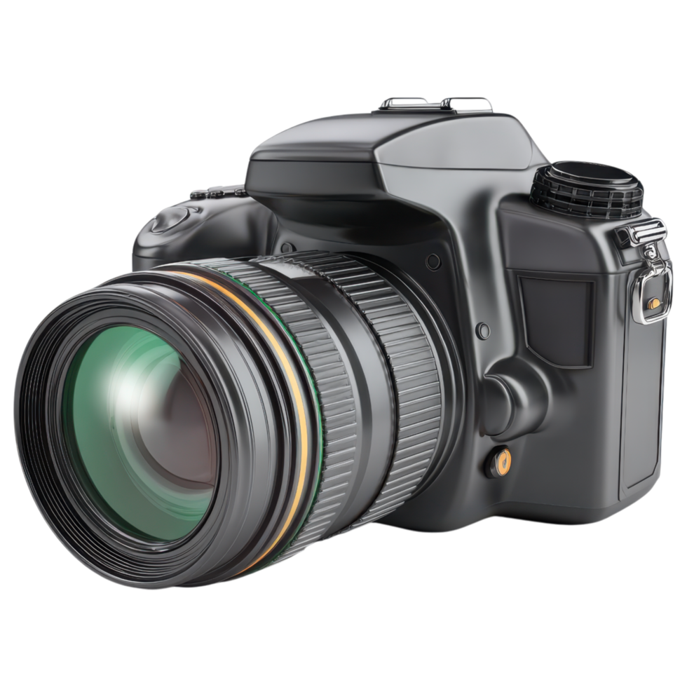 Professional camera with lens and detailed design isolated on transparency background png