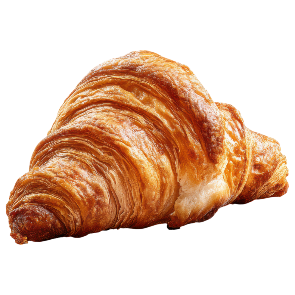 Fresh, flaky, golden croissant with buttery layers isolated on transparency background png
