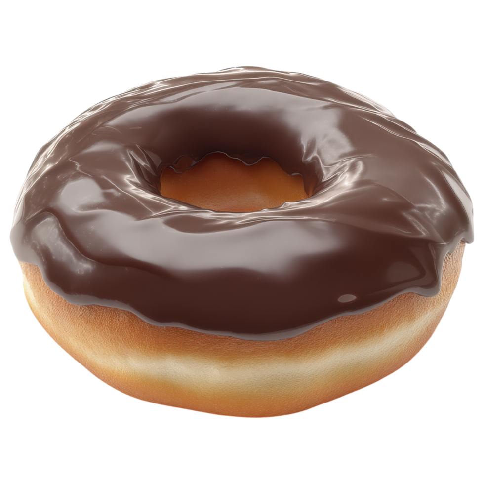 Delicious chocolate frosted donut with soft texture isolated on transparency background png