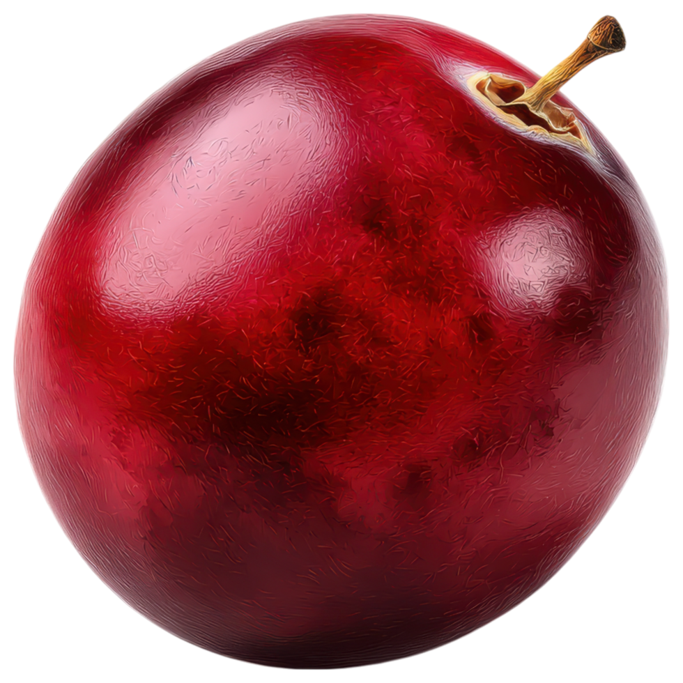 vibrant red apple with glossy surface and stem isolated on transparency background png