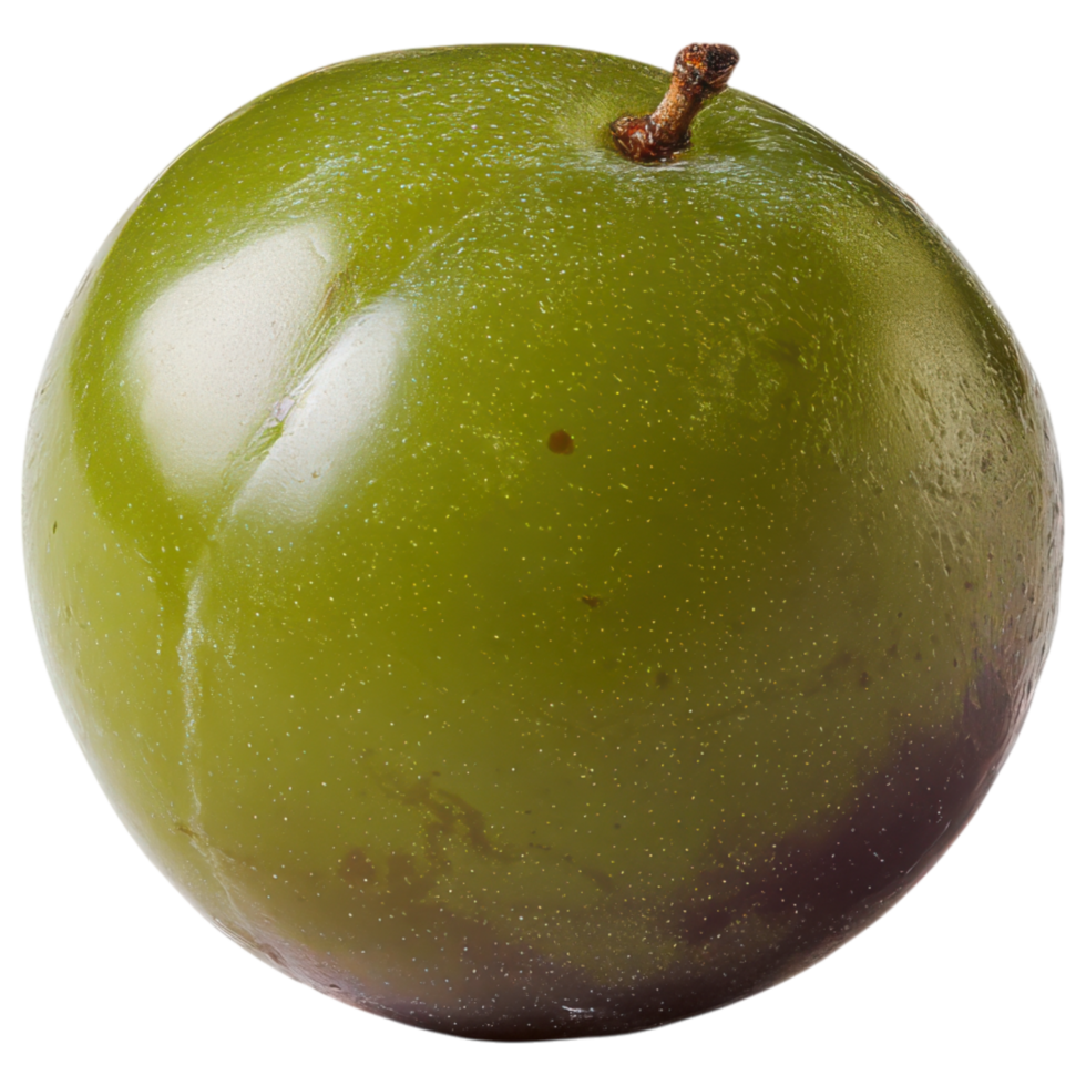 Fresh green plum with shiny surface and rich color. isolated on transparency background png