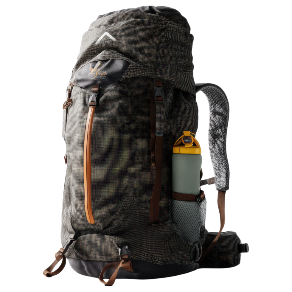 durable hiking backpack with water bottle holder isolated on transparency background png