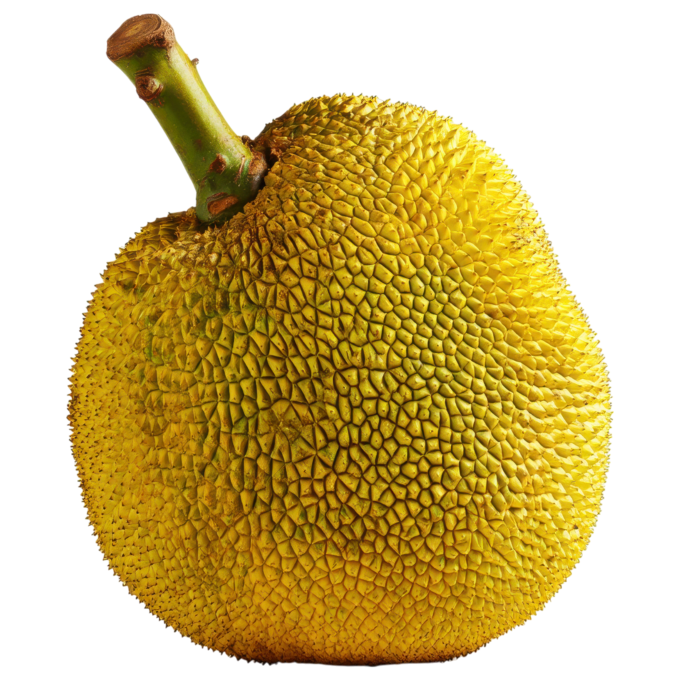 Fresh jackfruit with spiky skin, vibrant yellow color isolated on transparency background png