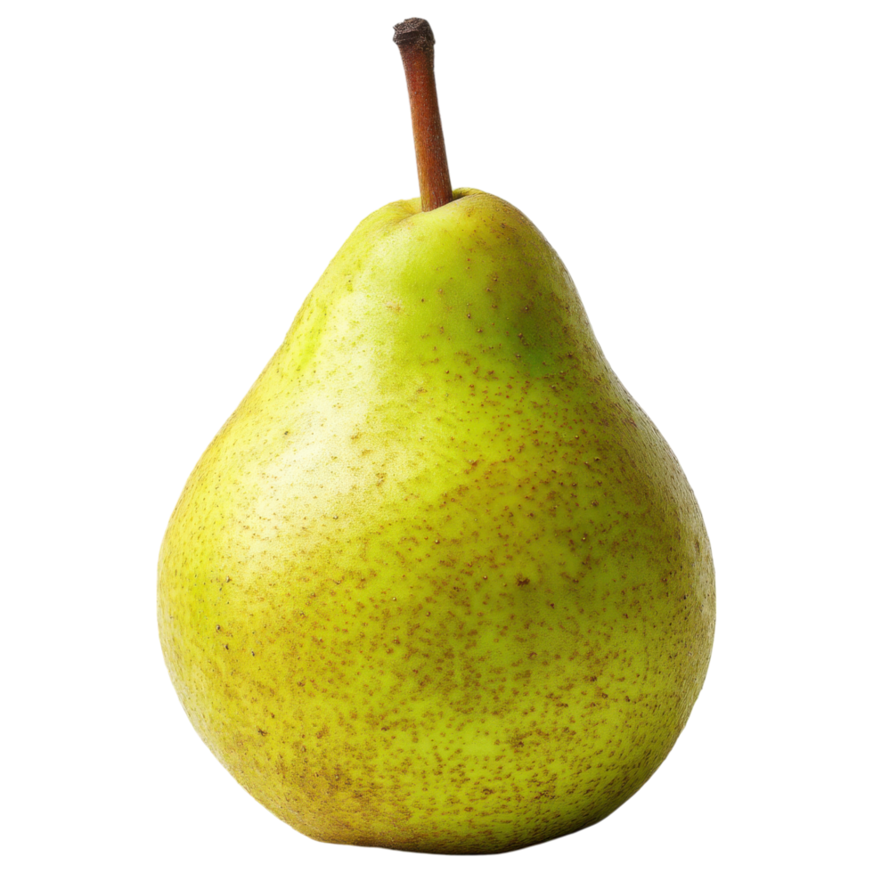 Fresh green pear with smooth skin and stem isolated on transparency background png