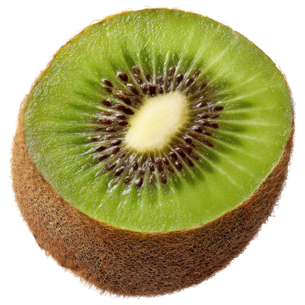 Fresh green kiwi fruit slice with vibrant color isolated on transparency background png