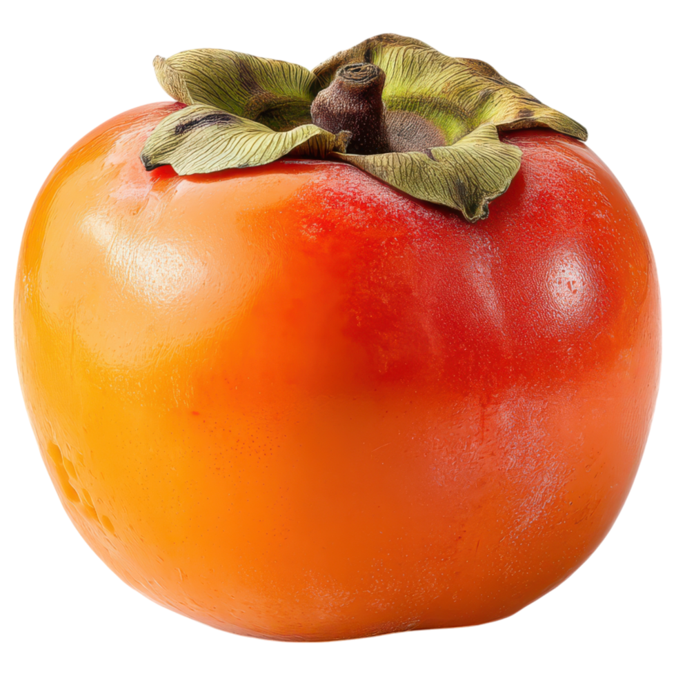 Fresh persimmon fruit with vibrant orange color isolated on transparency background png
