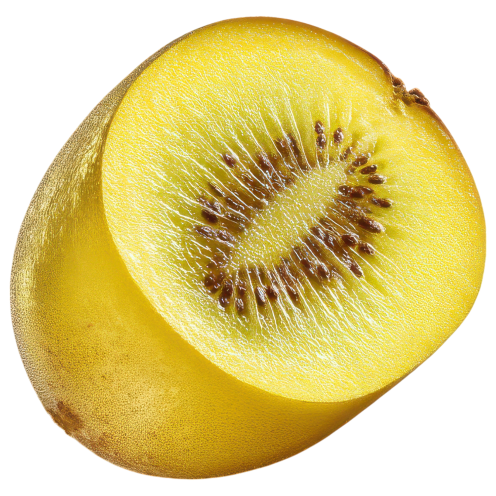 Fresh yellow kiwi fruit slice with vibrant color isolated on transparency background png