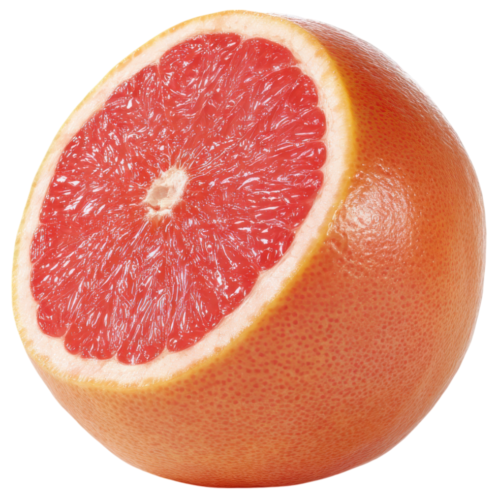 Fresh grapefruit with vibrant pink flesh and smooth skin isolated on transparency background png