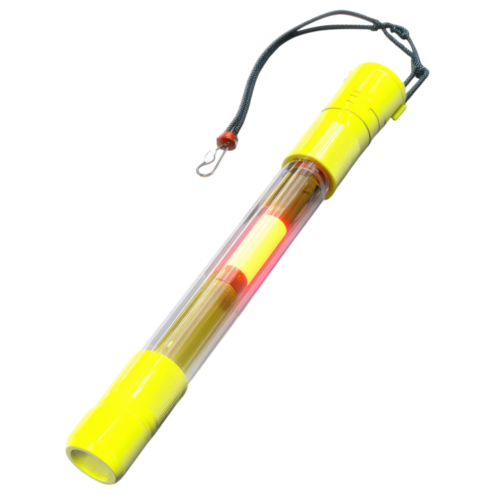Emergency equipment such as this yellow safety light stick is essential for signaling in low visibility or urgent situations outdoors png