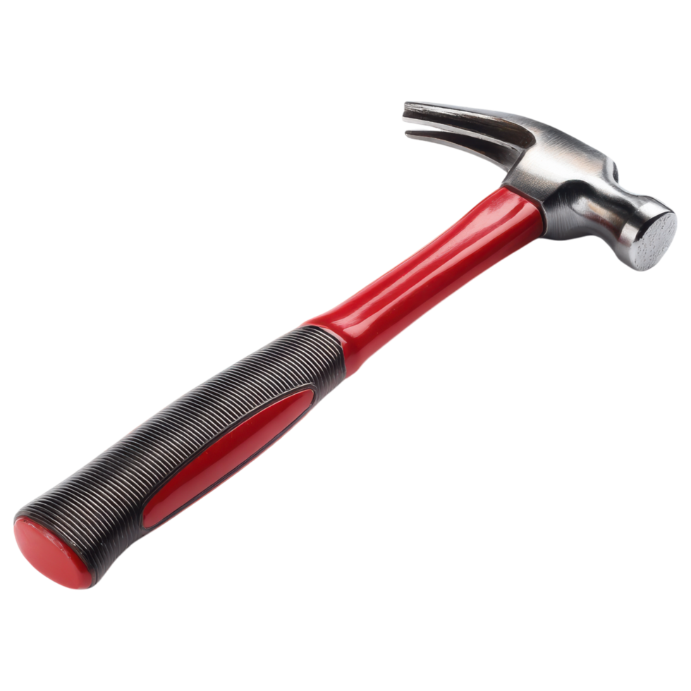 Emergency equipment such as claw hammer with red and black handle is essential for quick repairs and urgent construction tasks png