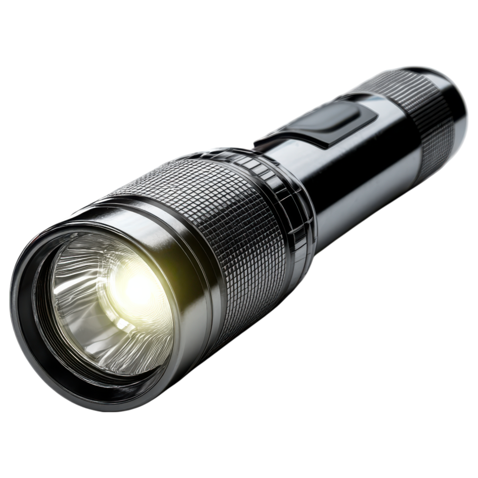 Emergency equipment such as portable flashlight provides bright illumination in dark situations and is essential for safety and preparedness png