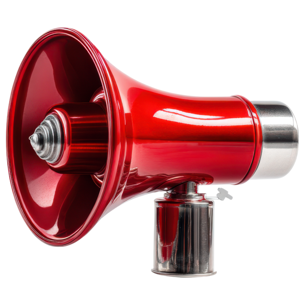 Red emergency equipment megaphone isolated on transparency background used for alert and communication in urgent situations png