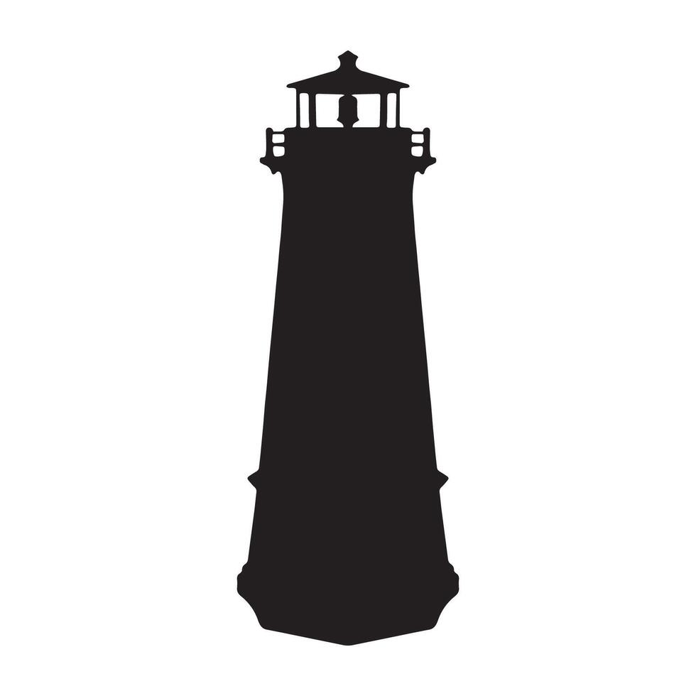 A black and white silhouette of a lighthouse vector