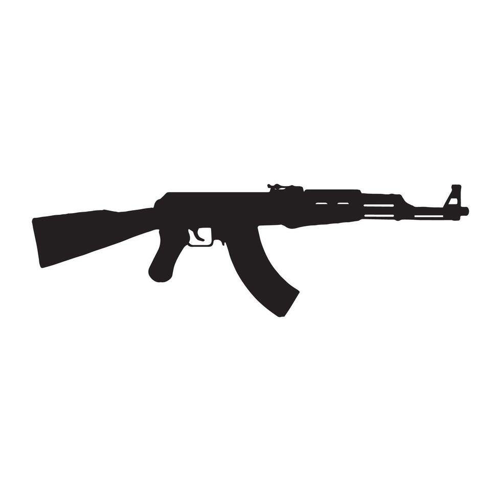 An ak - 47 machine gun silhouette on a white background vector