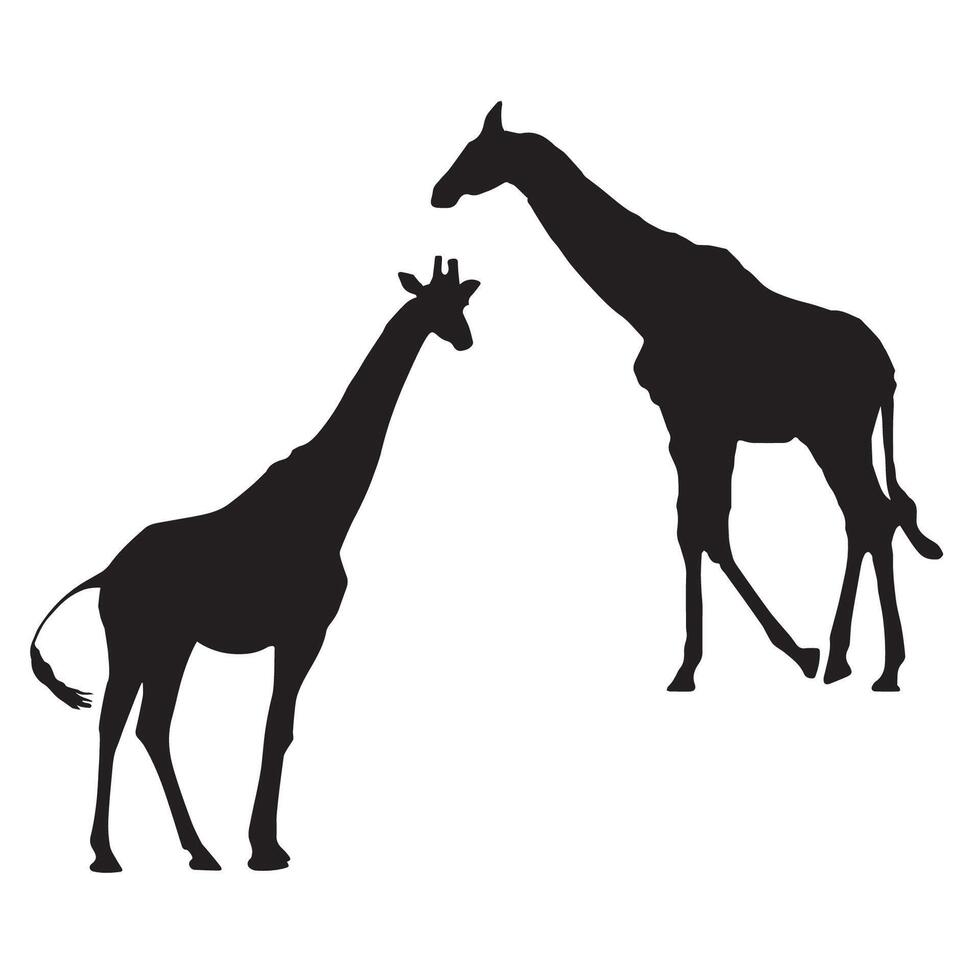 Giraffe Art Silhouette in Africa Template Bundle vector