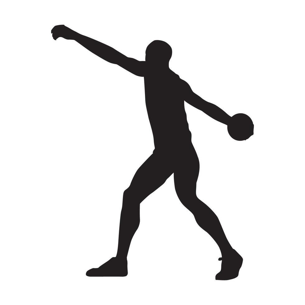 A silhouette of a man in a discus throw vector
