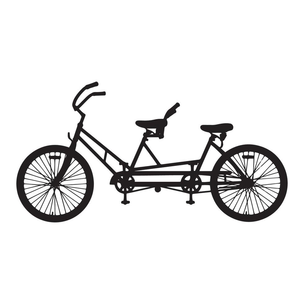 Tandem Bicycle Art Silhouette Illustration vector