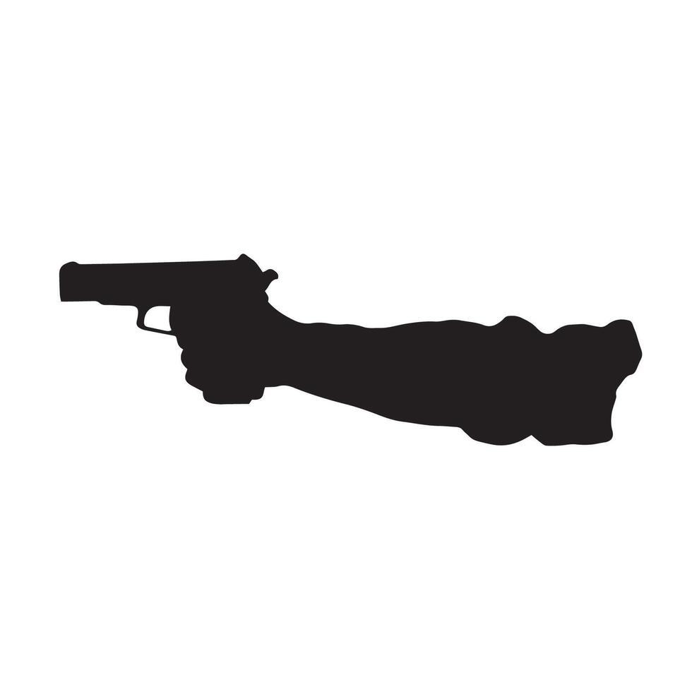 A silhouette of a hand holding a gun vector
