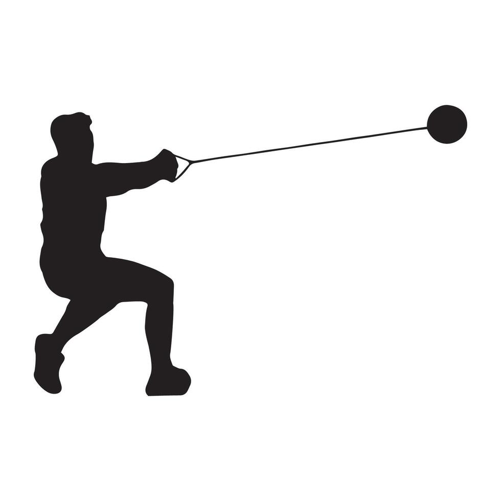 A silhouette of a man in a hammer throw sport vector