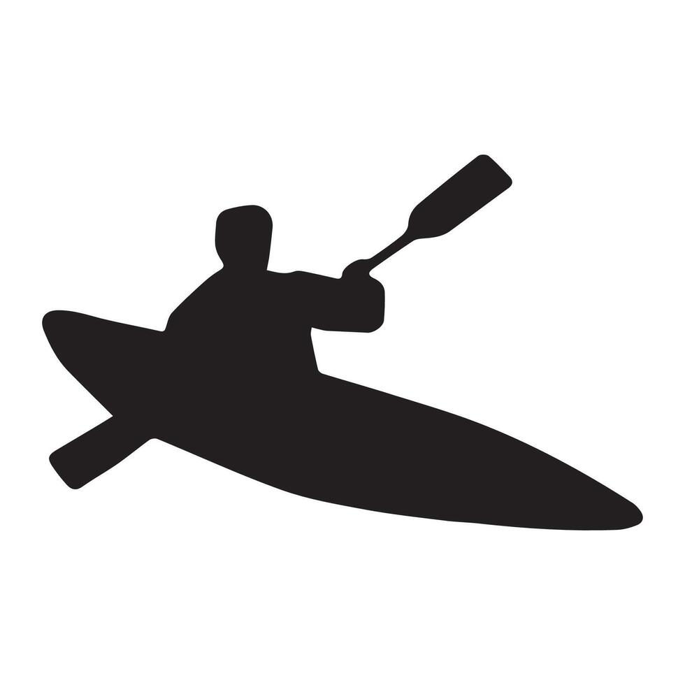 A silhouette of a man in a kayak vector