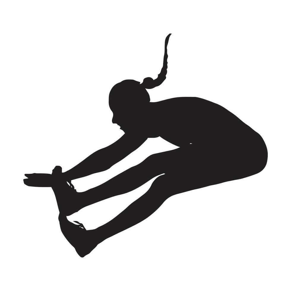 A silhouette of a woman doing a long jump vector