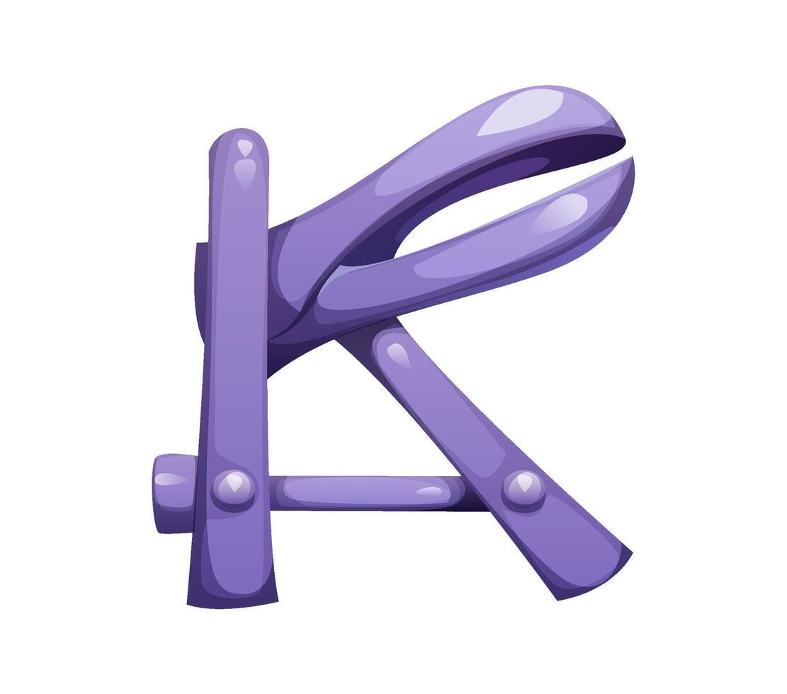 Medicine font, gynecological instrument letter K vector