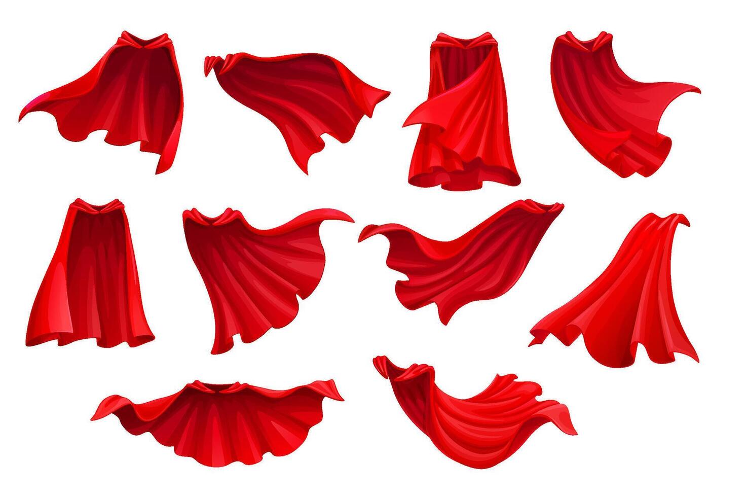 Red hero coat, superhero cape cloak, magic mantle vector