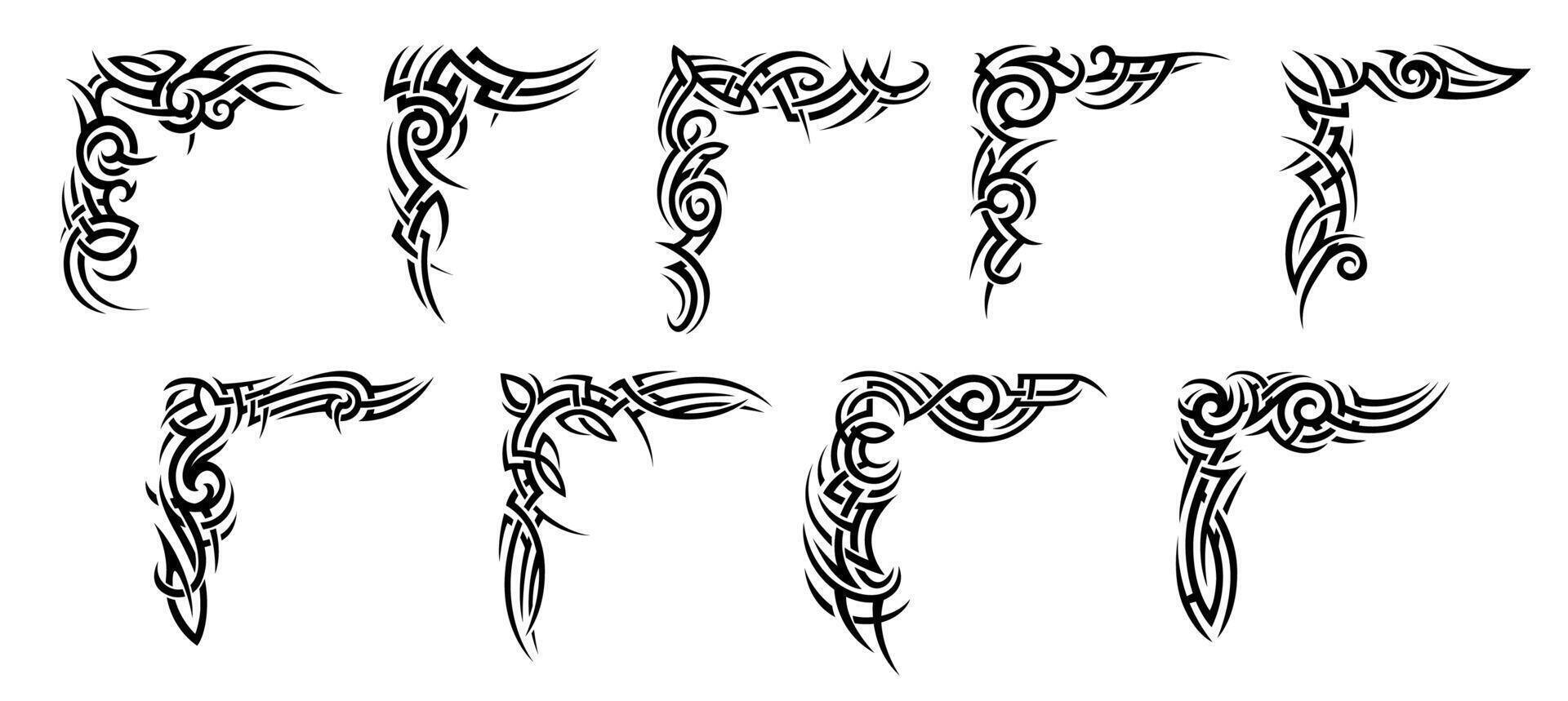 Tribal Celtic and Maori tattoo pattern set vector