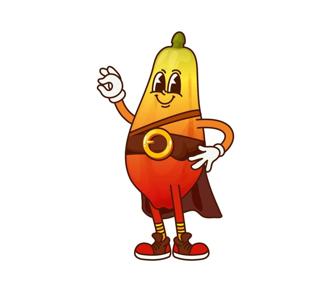 Pirate captain papaya fruit groovy character vector