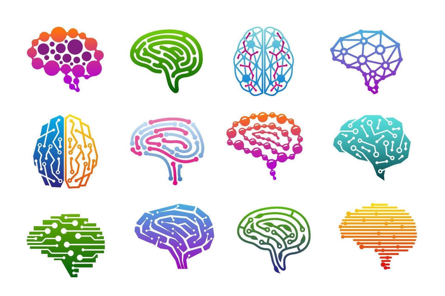 Human brain icons, mind and creative idea concept vector