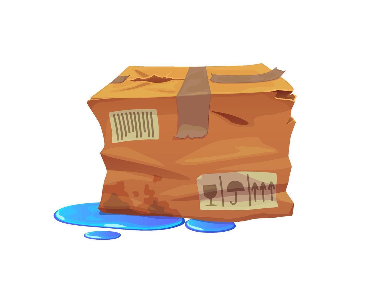 Damaged and crumpled package cardboard box vector