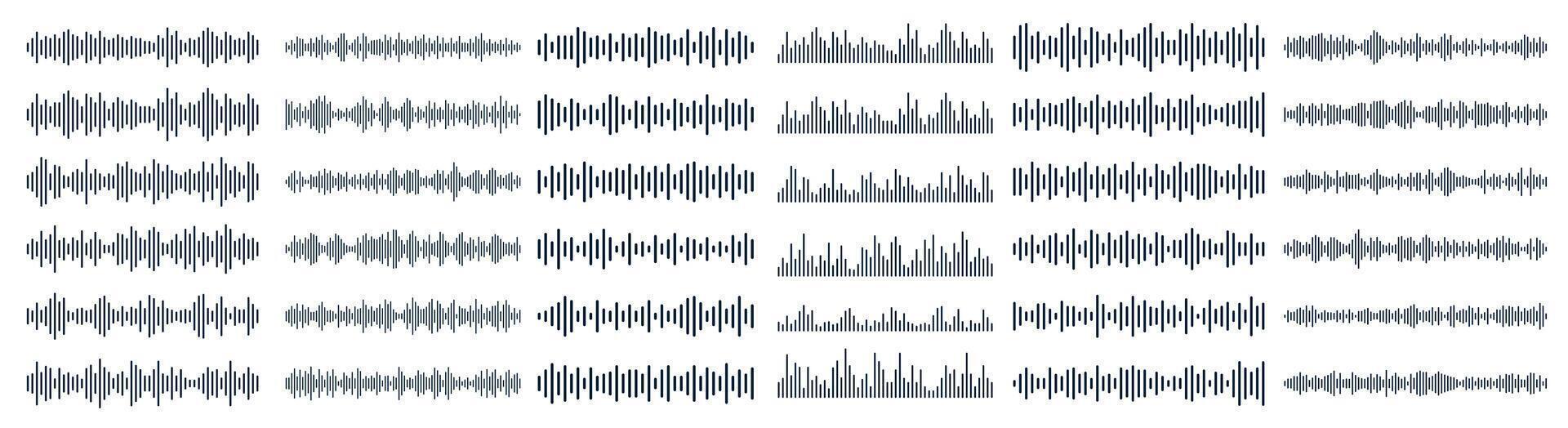 Podcast sound waves, audio spectrum waveforms vector