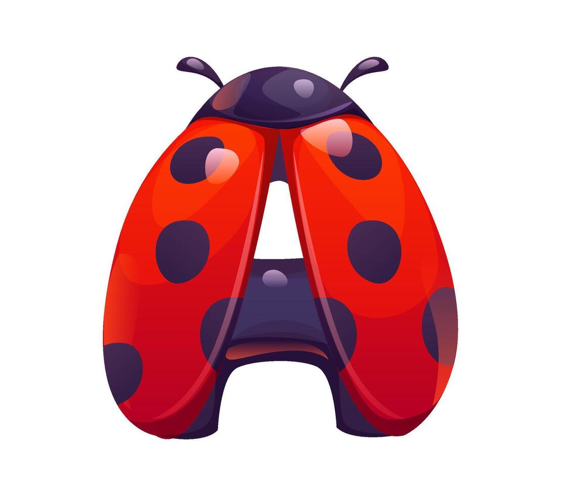 Ladybug cartoon font typeset letter A vector
