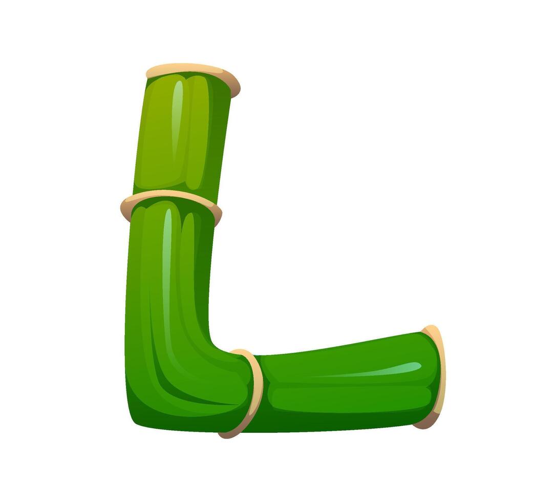 Garden bamboo branch font, typeset letter L vector