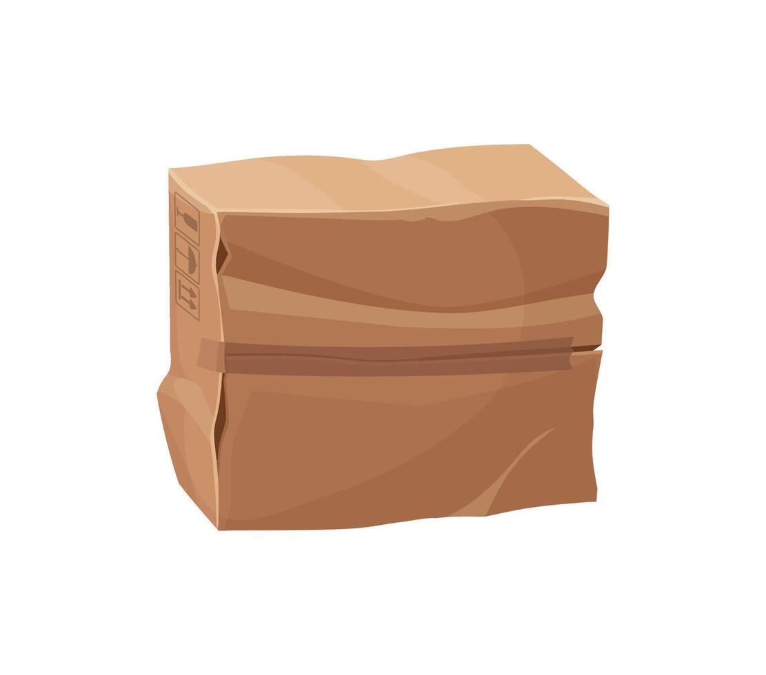 Damaged and dirty cartoon package cardboard box vector