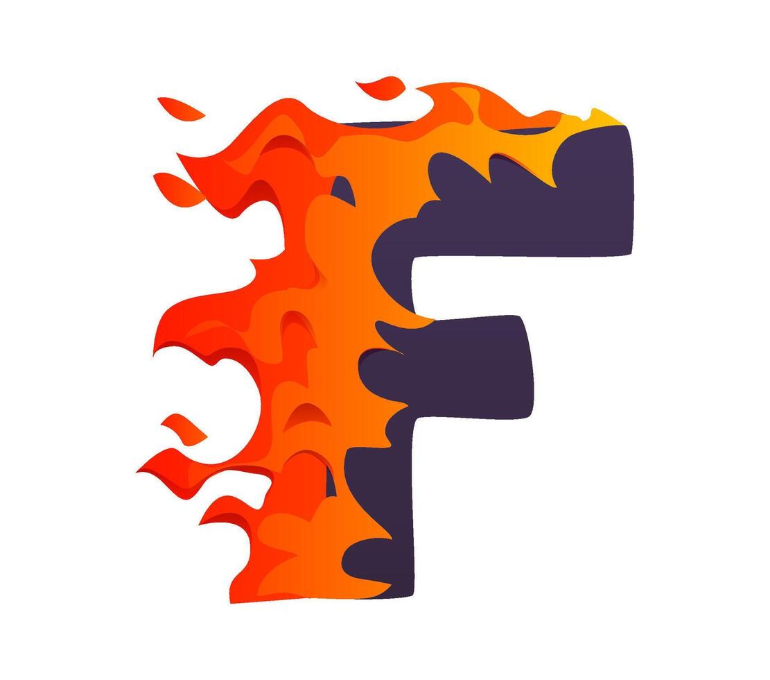 Vehicle racing competition font flaming letter F vector