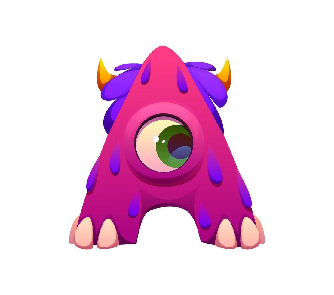 Strange monster character cartoon font letter A vector