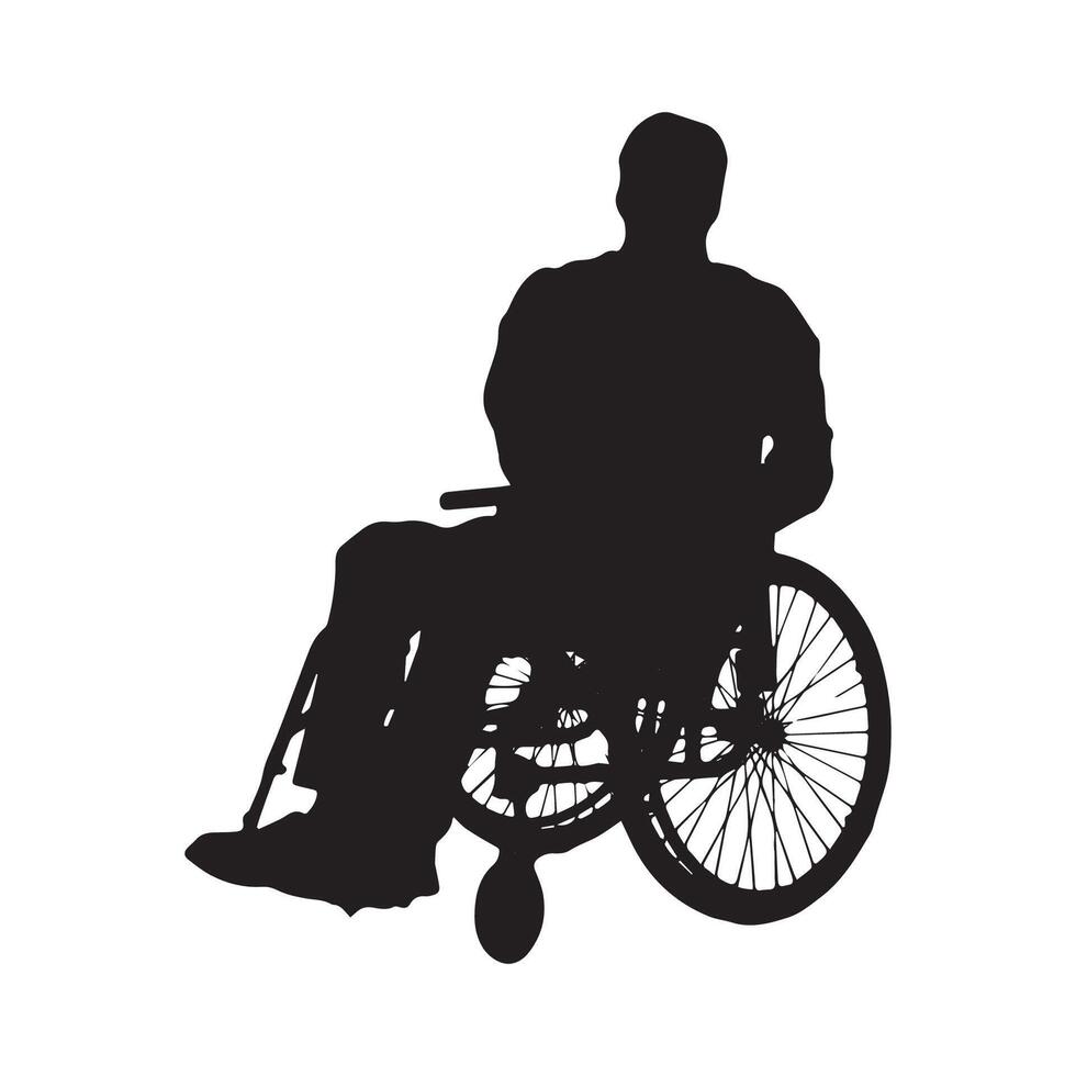 A silhouette of a disabled man in a wheelchair vector