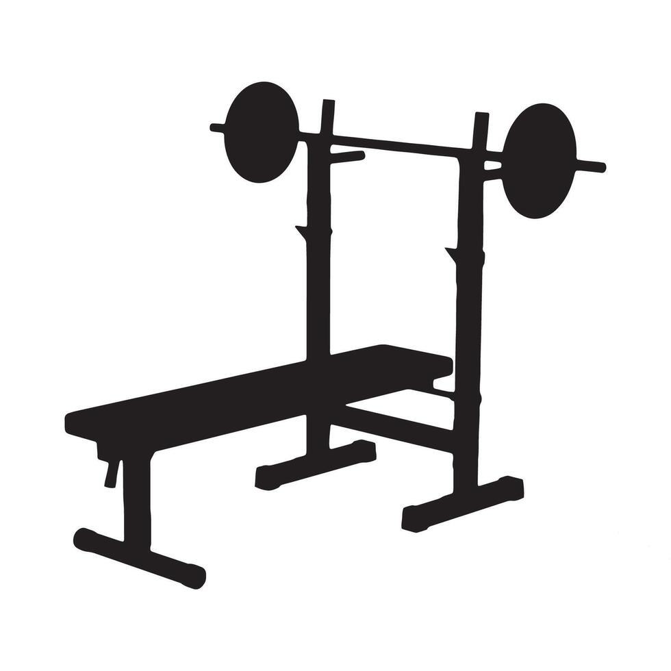 A black and white illustration of a weight training bench vector