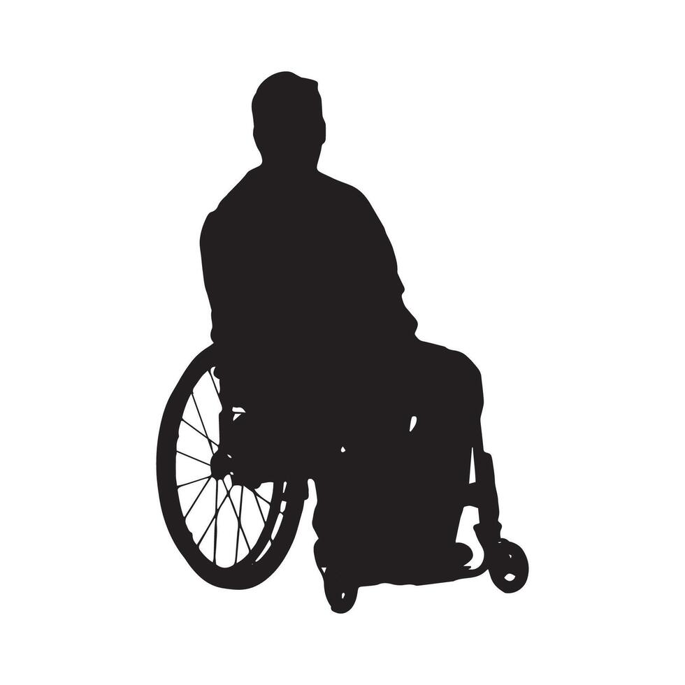 Silhouette of a man in a wheelchair vector