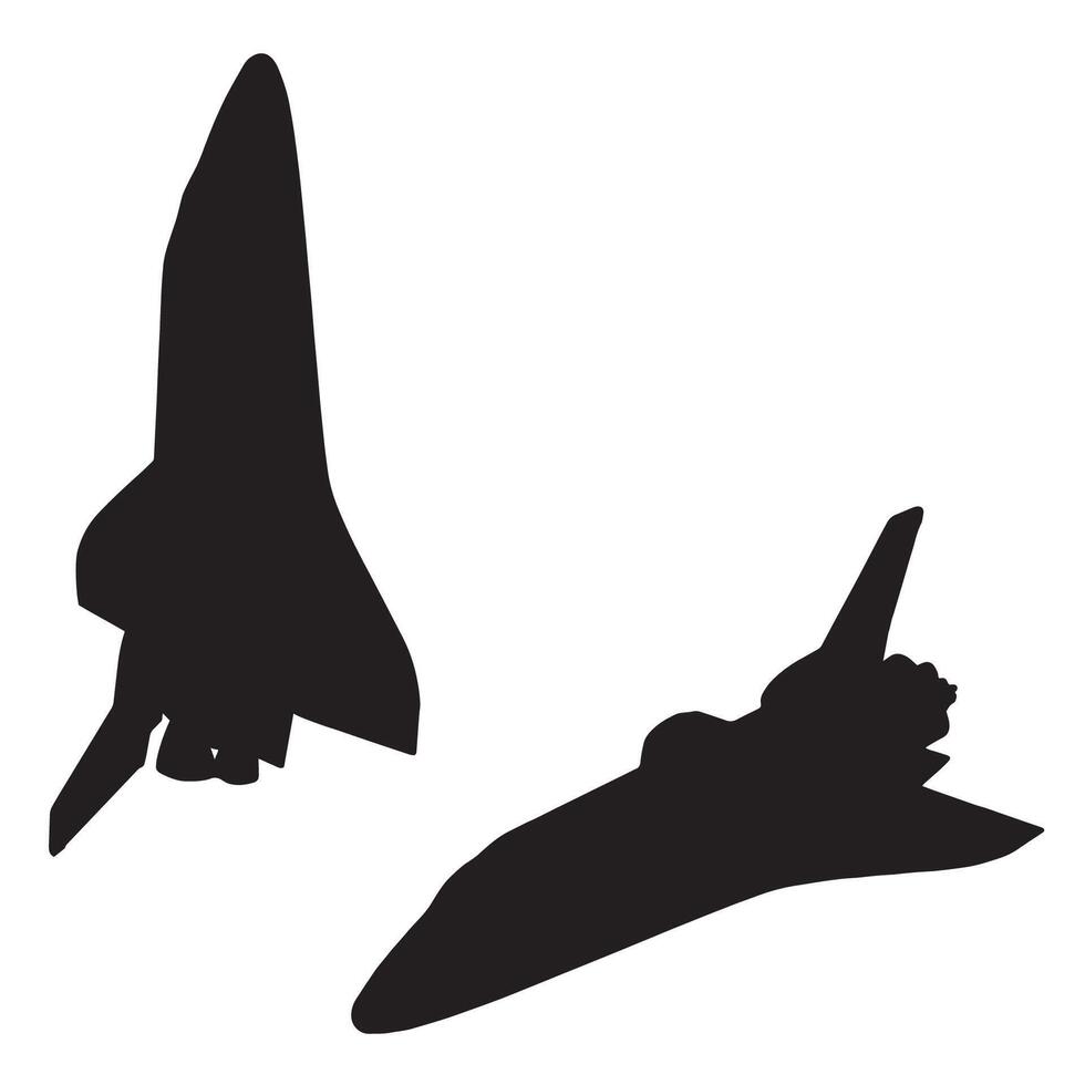 Two black silhouettes of a jet plane vector
