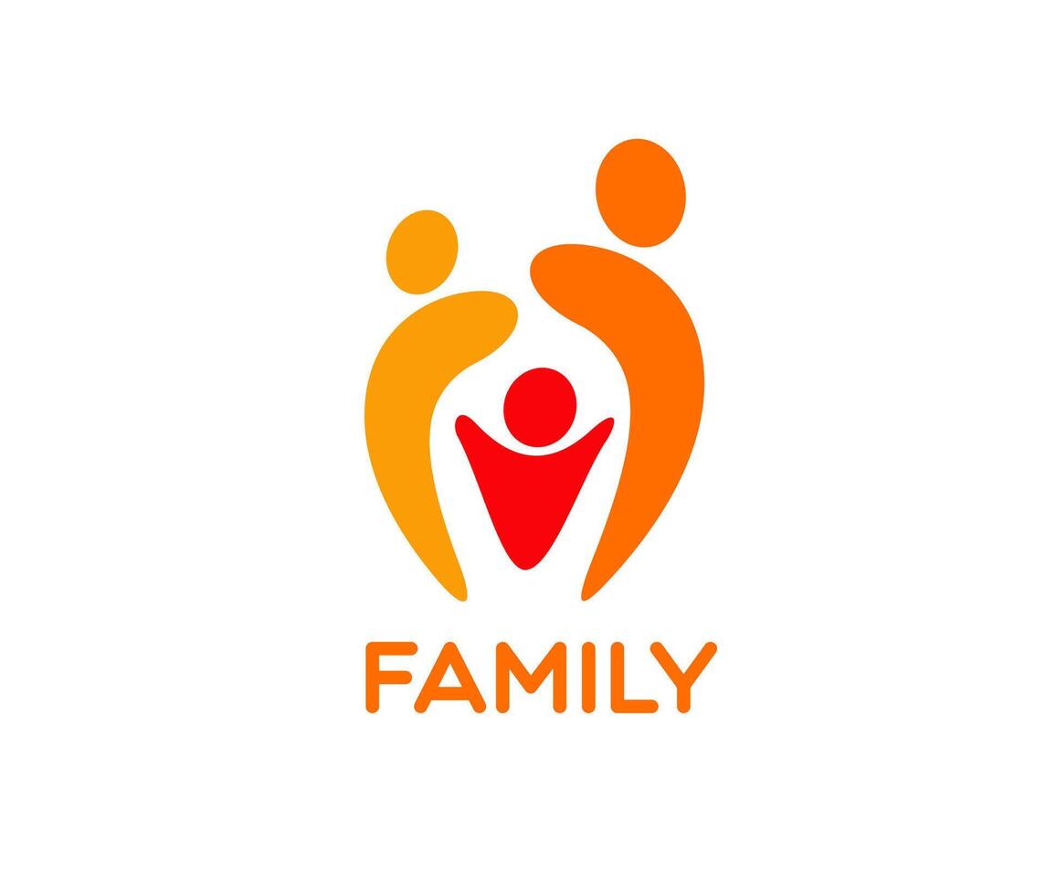 Family icon featuring two adult embracing a child vector